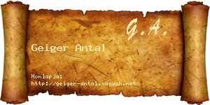 Geiger Antal névjegykártya